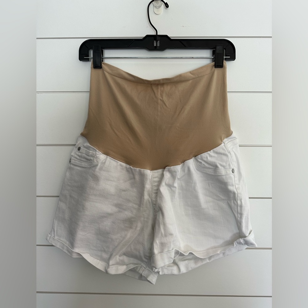 Indigo Blue white maternity shorts